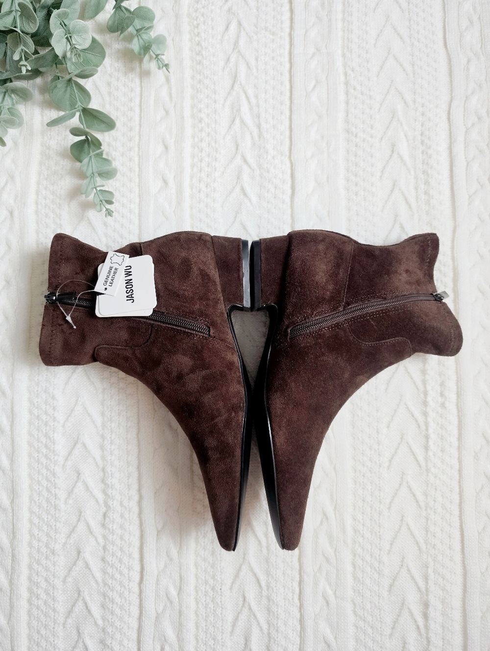 Jason Wu Genuine Leather Suede Ankle Boots Booties Pull On Zipper Brown NWT 10 - Picture 5 of 16